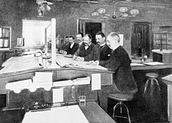 In 1894, a group of US Weather Bureau forecasters at work