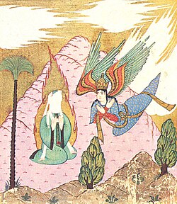 Image of Gabriel visiting Muhammad from the Siyer-i Nebi