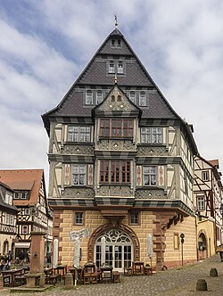 The Zum Riesen hotel in Miltenberg, Germany, 2014. Zum Riesen is one of the oldest hotels in Germany, dating back to at least 1411.