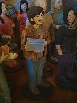 A clay statue of Aaron Swartz at the Internet Archive
