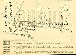 A 1903 map showing the territorial changes of "West Florida"