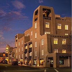 La Fonda on the Plaza, a historic Pueblo Revival hotel built in 1922