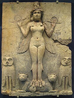 The "Burney Relief", which is speculated to represent either Ishtar or her older sister Ereshkigal (c. 19th or 18th century BCE)