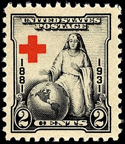 U.S. stamp commemorating Red Cross 50th anniversary, issue of 1931