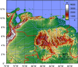 An enlargeable topographic map of Venezuela