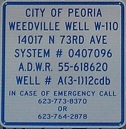Weedville Water Well sign