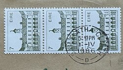 Example of postage stamp from Ireland (Éire) franked using Roman numeral for the month