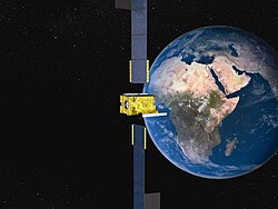 A CGI impression of Skynet 5D in orbit