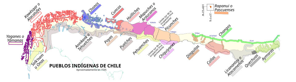 Geographic distribution of Indigenous Chileans.