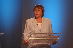 Bachelet during a television debate in 2005