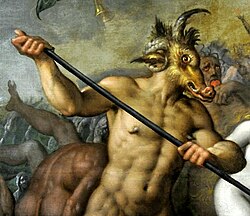 Horns of a goat and a ram; a typical depiction of the devil in Christian art (Detail of a 16th-century painting by Jacob de Backer in the National Museum in Warsaw)