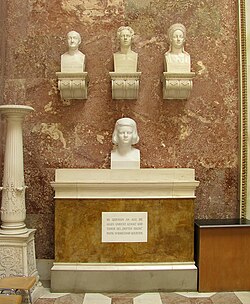 Upper row: Albrecht von Haller, Raphael Mengs, Maria Theresia; Lower row: Sophie Scholl.