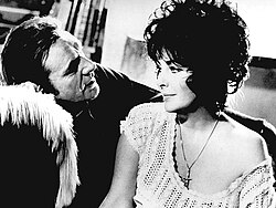 Taylor in Divorce His, Divorce Hers (1973), her last film with Burton