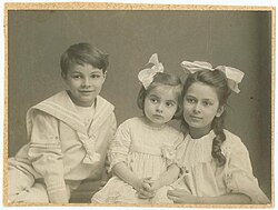 Scriabin's children from Tatiana: Julian, Marina and Ariadna, c. 1913