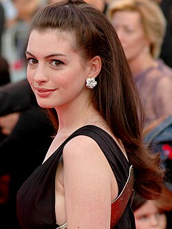 A picture of Anne Hathaway looking into the camera.
