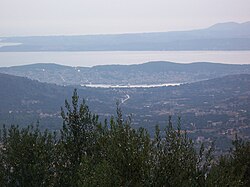 Argostoli and Lixouri from the mountains.