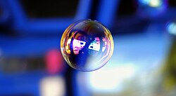 A soap bubble floating in the air