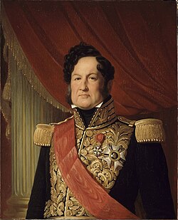 Louis Philippe I, King of the French, wearing the sash and star of the Grand Cross, as well as the Officers Cross of the order