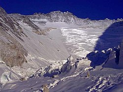 The Western Cwm with the Lhotse face of Mount Everest in the background