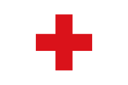 The red cross flag. The American Red Cross flag logo.