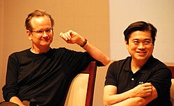 Lessig with fellow Creative Commons board member Joi Ito