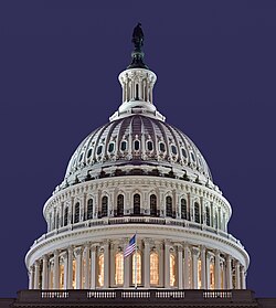 The Capitol dome in 2006, topped by the Statue of Freedom