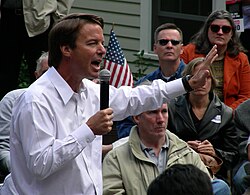 John Edwards greets a crowd in New Hampshire.