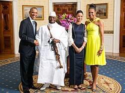 Yahya Jammeh and Mrs. Zeinab Jammeh with Barack and Michelle Obama in the White House, August 2014
