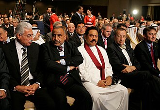 President Mahinda Rajapaksa at the World Economic Forum session in Jordan on 15 May 2009, just three days before the death of LTTE head Vellupillai Prabhakaran