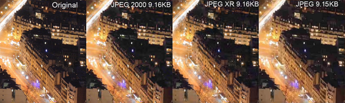 Comparison between JPEG 2000, JPEG XR, and JPEG