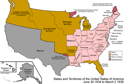 U.S. territories in 1834–1836