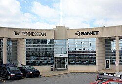 Offices for The Tennessean. The Gannett logo replaced the Nashville Banner logo in 1998.