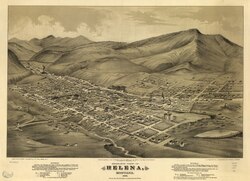 Panoramic map of Helena from 1875 with some statistics sites listed