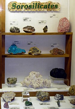 Sorosilicate exhibit at Museum of Geology in South Dakota