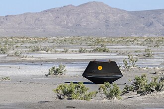 The sample return capsule from NASA’s OSIRIS-REx mission shortly after touching down in the desert in Utah