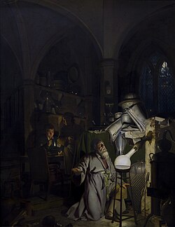 The Alchemist in Search of the Philosophers Stone (1771), by Joseph Wright, depicting Hennig Brand discovering phosphorus.