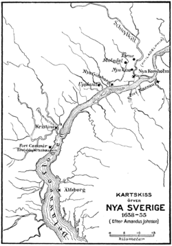 Map of New Sweden by Amandus Johnson
