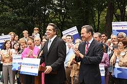 Then Attorney General Andrew Cuomo endorsing Schneiderman during the 2010 election.