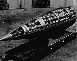 M134 cluster bomblets in an Honest John warhead