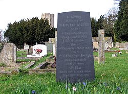 His grave at the Church of St Cyriac and St Julitta, Swaffham Prior in Cambridgeshire