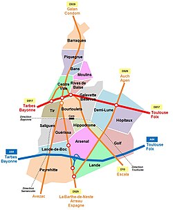 Urban morphology: Location of the quarters of Lannemezan