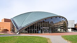 Eero Saarinen's Kresge Auditorium (1955) is a classic example of post-war architecture.