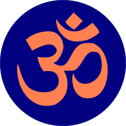 Om, a stylised letter of the Devanagari script, used as a religious symbol in Hinduism