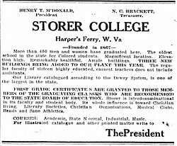 Advertisement for Storer College, 1910