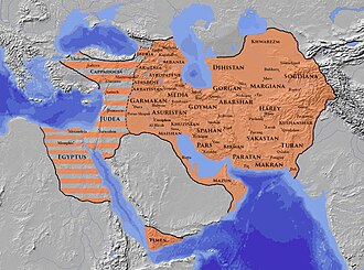 Sassanid Persia's territorial extent (and maximum extent)