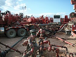 Halliburton fracturing operation in the Bakken Formation, North Dakota, United States