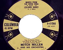 Miller's single for his 1957 recording of "The River Kwai March" and "Colonel Bogey March"