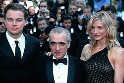 At the Gangs of New York screening at the 2002 Cannes Film Festival with Leonardo DiCaprio and Cameron Diaz