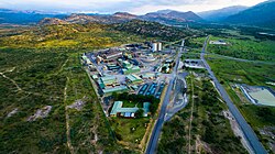 An aerial photograph of a platinum mine in South Africa.