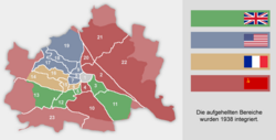 Allied-occupied zones between 1945 and 1955 following World War II